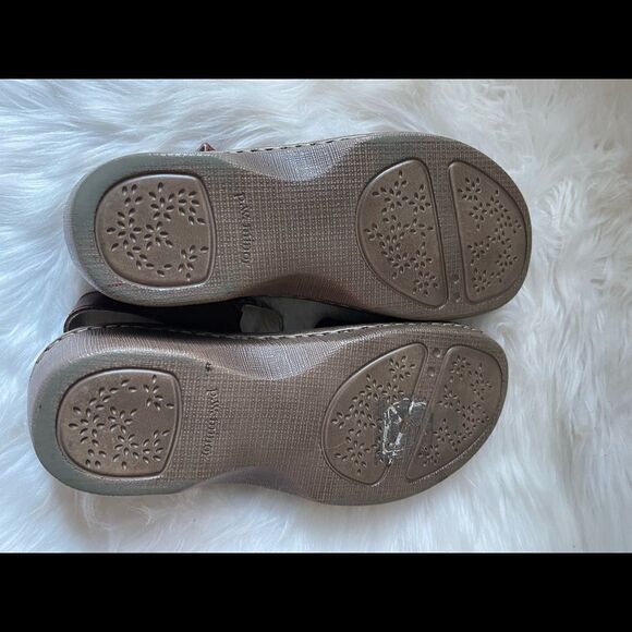 PW minor leather brown wedge adjustable Velcro strap sandals size 9 - Picture 6 of 10